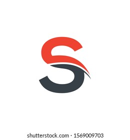 Initial S Letter Logo with wave. S Letter Creative Modern Alphabet Logo Vector Template. Business Letter Logo with Red & Black.