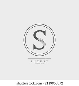 Initial S letter luxury beauty flourishes ornament monogram logo