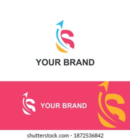 Initial S letter modern logo with arrow plane for logistic, travel, start up template brand