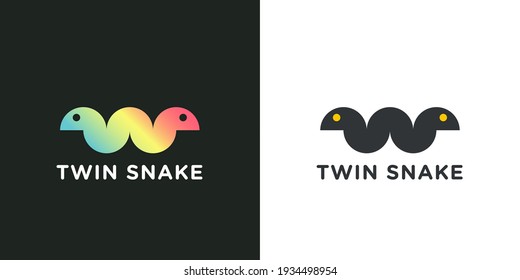 Initial S letter negative space with twin snake logo company, logo vector template design. Ready to use, easy for edit
