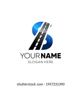 Initial S Letter Road Way Logo Design Icon Vector Graphic