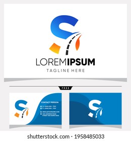 Initial S Letter Road Way Logo Design Vector Graphic