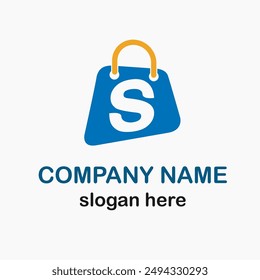 Initial s Letter with Shopping Bag Icon for Online Shop, Online Store Logo Idea Vector Template