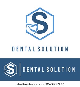 Initial S Letter with Smile for Dental Clinic Business logo Concept. Teeth Care. Dentist Orthodontist Health Care Medical Modern Logo Template