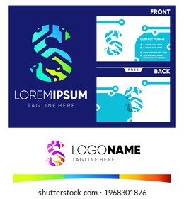 Initial S Letter Tech Logo Design Vector Graphic