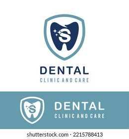 Initial s Letter with Tooth Dental Icon for Dental Clinic and Care for Simple Modern Logo Idea