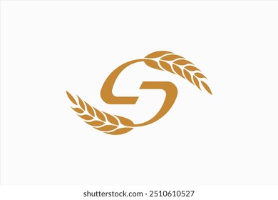 Initial S Letter with Wheat Grain LOGO