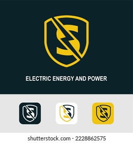 Initial S Logo with Bolt Lighting for Energy, Electrical and Power Company Service Business Logo Template