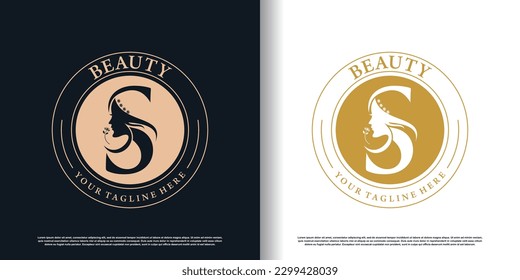 diseño inicial del logotipo de s con mujeres de belleza icono y concepto creativo vector premium