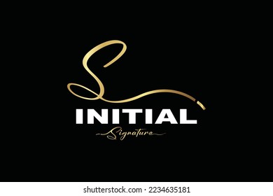 Initial S  Logo Design in Elegant Gold Handwriting Style. S Signature Logo or Symbol for Wedding  Fashion  Jewelry  Boutique  and Business Brand Identity