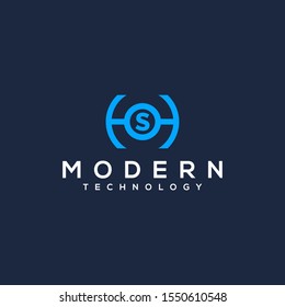 Initial S logo design minimal clean and simple technology business logo