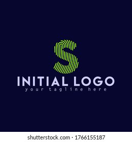 Initial S Logo Font  Fingerprint Logo Design Template