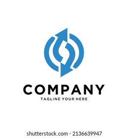 Initial-S-Logo, Buchstaben S und Pfeilkombination, verwendbar für Geschäfts- und Logistiklogos, Flaches Vectorlogo, Design-Vorlage für Vektorgrafik, Vektorgrafik