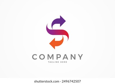 Initial S Logo, letter S with with arrow combination, Usable for Business and logistic Logos, Flat Vector Logo Design Template, vector illustration