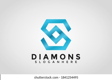 Logotipo S inicial.  Icono De Diamante Letra S Ilustración Vector De Diseño