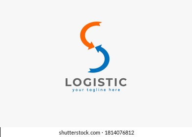 Initial S Logo, letter S from two arrow combination, suitable for logistic company, flat design logo template vector illustration
