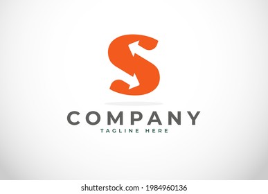 Initial S Logo. letter S with two arrow inside, Usable for  logistic and  company  Logos, Flat Vector Logo Design Template, vector illustration