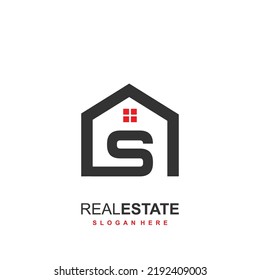Logo inicial de S con concepto inmobiliario