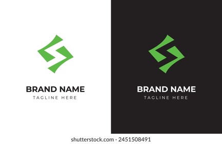 Logo S inicial con forma simétrica y color verde