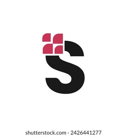 Logotipo S inicial utilizable para el logotipo de la tecnología empresarial en forma de datos. Icono de conexión de red, vector de diseño de símbolo compartido