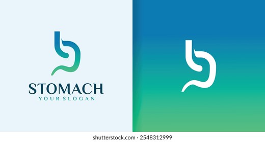 Vetor inicial do logotipo S com intestino. coleção de logotipos de saúde e ilustrações vetoriais de design de órgãos digestivos humanos