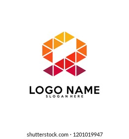 Initial S logo vector template, pixel, fast logo, triangle, r, v, n, c