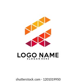 Initial S logo vector template, pixel, fast logo, triangle, r, v, n, c