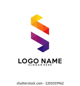 Initial S logo vector template, pixel, fast logo, triangle, r, v, n, c