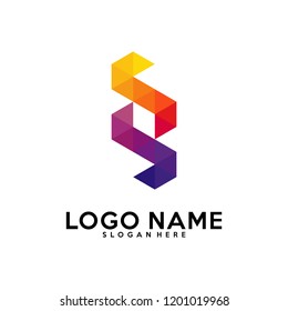 Initial S logo vector template, pixel, fast logo, triangle, r, v, n, c