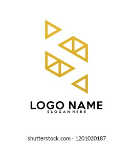 Initial S logo vector template, pixel, fast logo, triangle, r, v, n, c