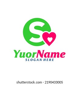 Initial S with Love Logo Design Template. Letter S logo concept vector. Creative Icon Symbol