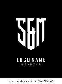 Initial S & M abstract shield logo template vector