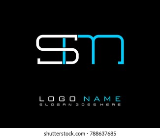 Initial S & M minimalist logo template vector