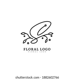 Initial S minimalis monogram logo with flourish ornament. Typography for company and business logo.