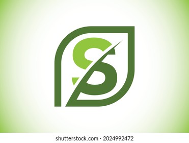 Initial S monogram alphabet with abstract leaf. Eco-friendly logo concept. Font emblem. Modern vector logo for ecological business and company identity
