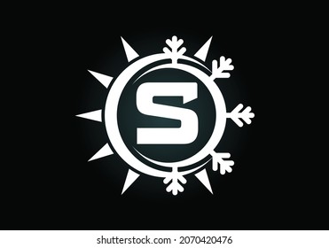 Initial S monogram alphabet with abstract sun and snow. Air conditioner logo sign symbol. Hot and cold symbol. Modern vector logo for conditioning business and company identity
