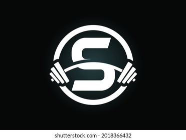 Initial S monogram alphabet with a barbell. Lifting vector logo design. Modern vector logo for bodybuilding, gym, fitness club, business, and company identity