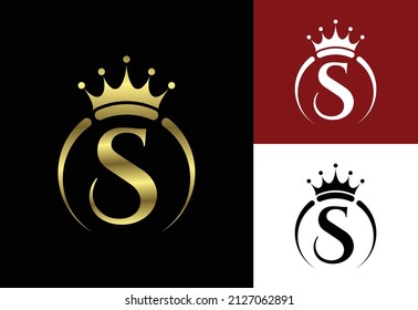 Initial S Monogram Alphabet With A Crown. Royal, King, Queen Luxury Symbol. Font Emblem.