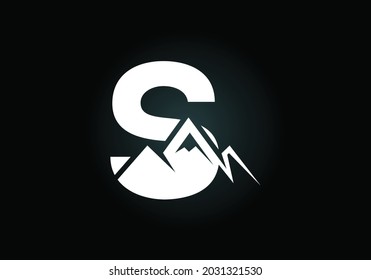 Initial S monogram alphabet with the mountain peak. Mountain Logo sign symbol. Font emblem. Modern vector logo for the business, and company identity