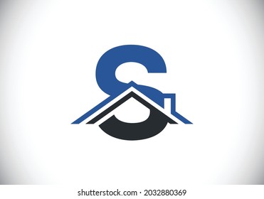 Initial S monogram alphabet with the roof. Home or house sign. Real estate logo concept. Font emblem. Modern vector logo for Real estate business and company identity.