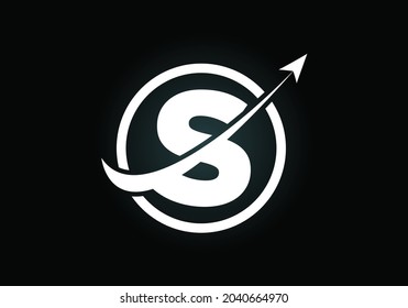 Diseño del símbolo del monólogo S inicial incorporado con la flecha. Concepto de logotipo financiero o de éxito. emblema de letra. Logotipo de la identidad comercial y de empresa de contabilidad