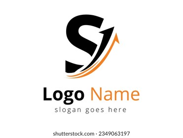 Initial S monogram alphabet symbol design incorporated with the arrow. Financial Logo Template With Marketing Growth Arrow Logo for accounting business and company identity