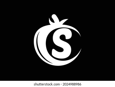 Initial S monogram alphabet with tomato. Tomato logo design template. Font emblem. Modern vector logo for organic food business, and company identity