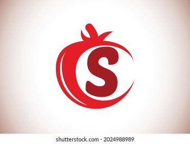 Initial S monogram alphabet with tomato. Tomato logo design template. Font emblem. Modern vector logo for organic food business, and company identity