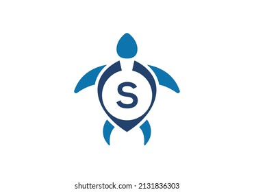 Initial S monogram alphabet with Turtle. turtle logo design vector template. Font emblem. Modern vector logo for business and company identity
