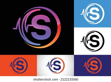 Initial S monogram with health Pulse. Heartbeat logo design. Logo for medical or health business