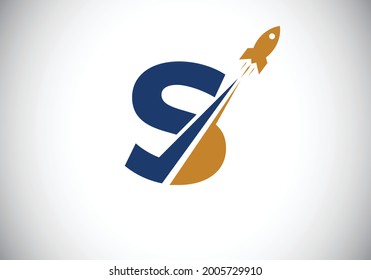 Initial S monogram letter alphabet with a Rocket logo design. Rocket icon. Font emblem. Modern vector logotype for business and company identity.
