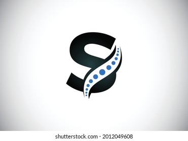 Initial S monogram letter alphabet with chiropractic spine logo. Spinal care icon. Font emblem. Modern logotype for orthopedic business and company identity.