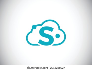 Initial S monogram letter alphabet with the cloud. Cloud computing provider service logo. Modern cloud technology vector logo design for business, and company identity.