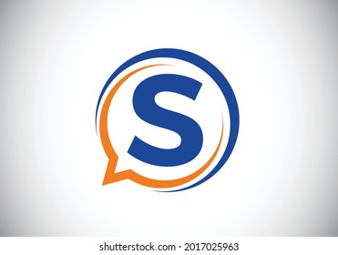 Initial S monogram letter alphabet with a bubble chat icon. Talking, chatting logo concept. Modern logo design for a consultancy business, and company identity.